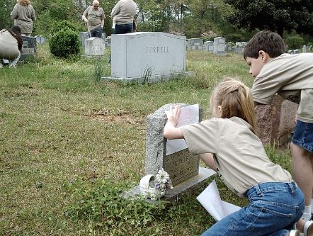 Taking Etchings of tombstones